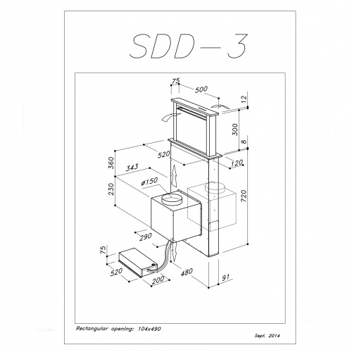 Встраиваемая вытяжка в стол SIRIUS SDD3 TC EM 50