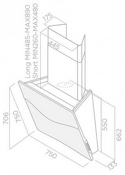 Вытяжка ELICA CONCETTO SPAZIALE BL/F/75