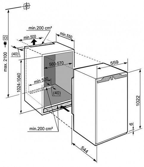 Встраиваемый холодильник LIEBHERR ik 1950-20 001 купить с доставкой по Москве и Московской области в интернет-магазине ТехноВегас