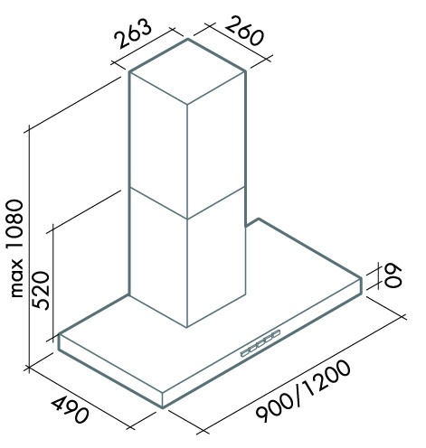 Вытяжка FALMEC plane top 120 inox (800) ecp