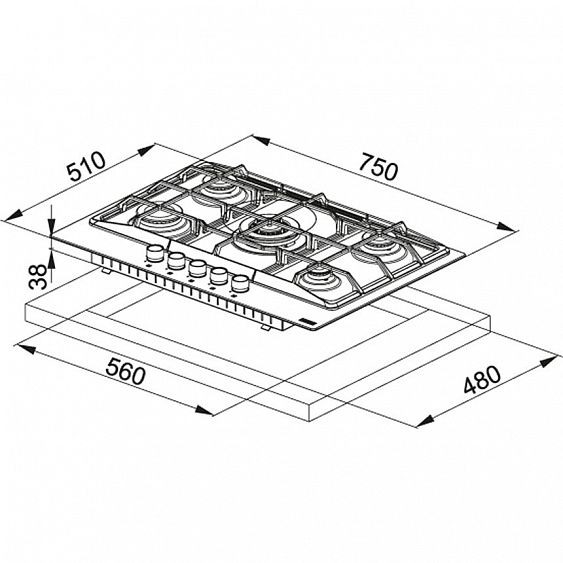 Варочная поверхность Franke FHNE 755 4G TC купить с доставкой по Москве и Московской области в интернет-магазине ТехноВегас