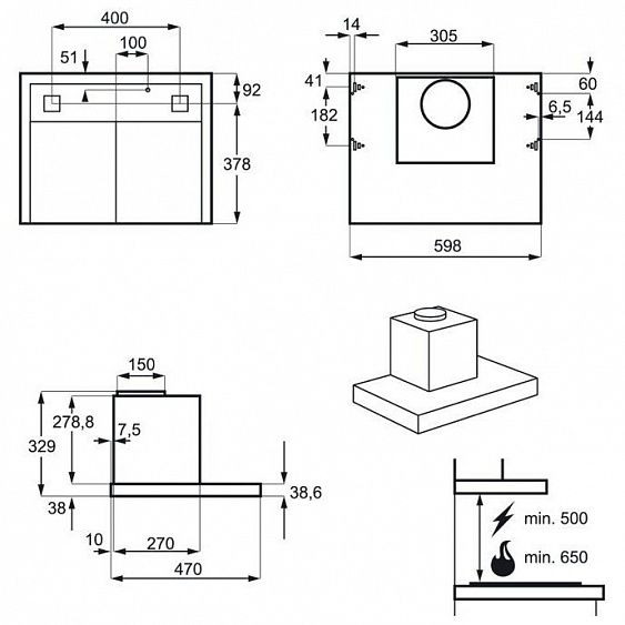 Подвесная вытяжка ELECTROLUX EFT 6566 OW купить с доставкой по Москве и Московской области в интернет-магазине ТехноВегас