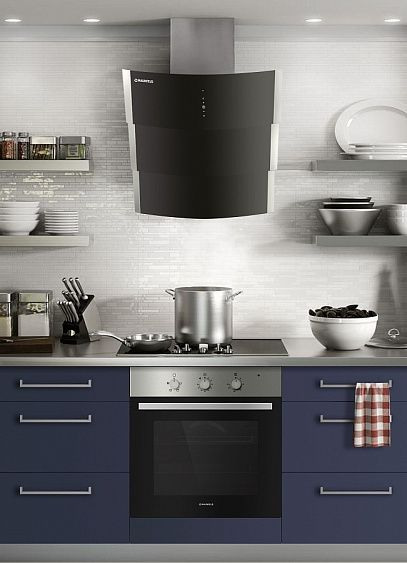 Вытяжка MAUNFELD ORION 60 черное стекло/полоски "сатин" купить с доставкой по Москве и Московской области в интернет-магазине ТехноВегас