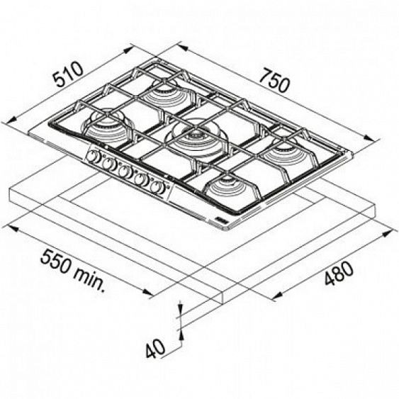 Поверхность FRANKE fhtl 755 4g tc co c купить с доставкой по Москве и Московской области в интернет-магазине ТехноВегас