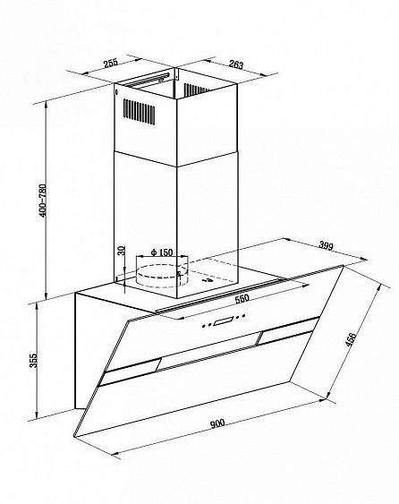 Каминная вытяжка Maunfeld Mersey 90 нержавейка/белое стекло купить с доставкой по Москве и Московской области в интернет-магазине ТехноВегас