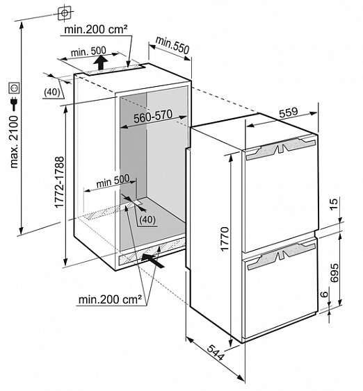 Холодильник встраиваемый LIEBHERR icbn 3356 купить с доставкой по Москве и Московской области в интернет-магазине ТехноВегас