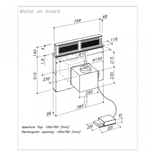 Встраиваемая вытяжка в стол SIRIUS SDD11 EM PUSH UP W