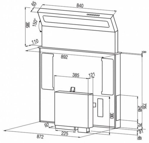 Встраиваемая вытяжка в стол BEST SWAN Slim 90 нерж.сталь/чёрное стекло 07G23300A купить с доставкой по Москве и Московской области в интернет-магазине ТехноВегас