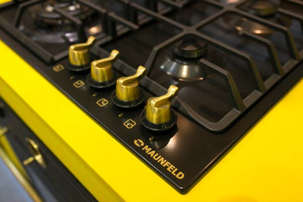 Газовая поверхность MAUNFELD mghe.64.74rig_black enamel (черная эмаль (антрацит)+золото) купить с доставкой по Москве и Московской области в интернет-магазине ТехноВегас