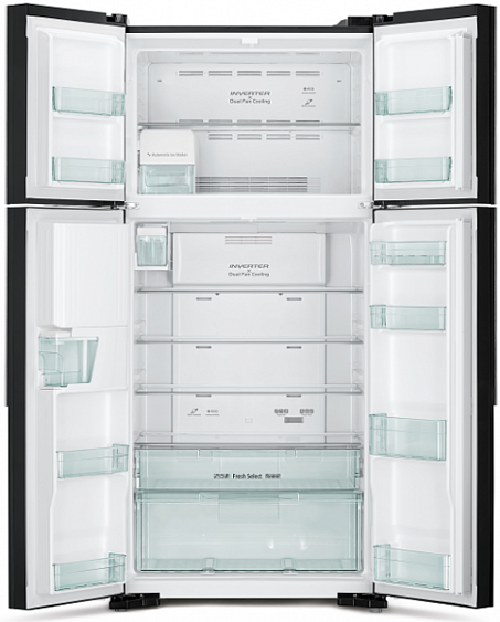 Холодильник HITACHI R-W 662 PU7X GBE бежевое стекло купить с доставкой по Москве и Московской области в интернет-магазине ТехноВегас