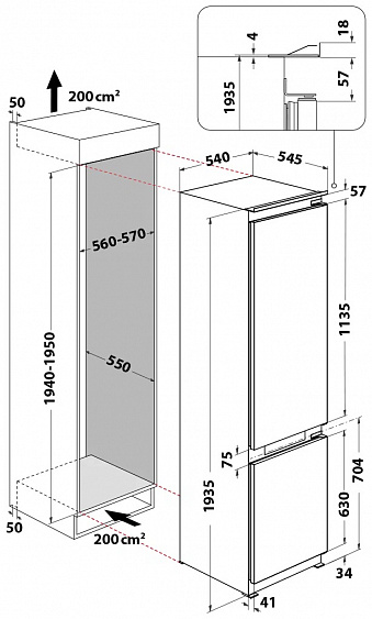 Встраиваемый Холодильник WHIRLPOOL WHC20T352