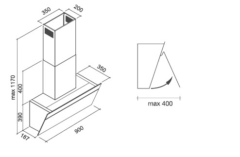 Вытяжка FALMEC butterfly parete 800 90 bk
