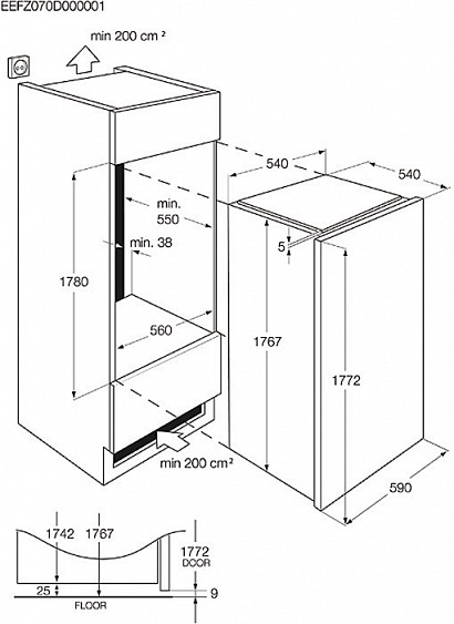 Встраиваемая морозильная камера ELECTROLUX eup 23901 x