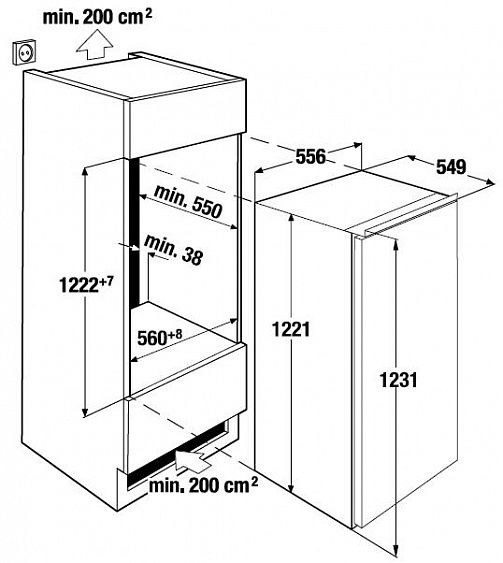 Морозильный шкаф KUPPERSBUSCH ITE 1260-2 скользящее крепление двери