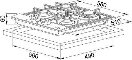 Варочная панель FRANKE 106.0368.497 FRANKE FHL 604 4G XS C, нерж.сталь