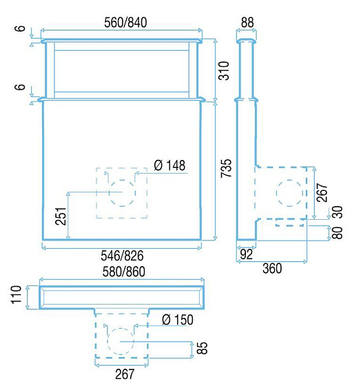 Встраиваемая вытяжка в стол BEST STRIP Нерж. сталь+черное стекло 07758000A