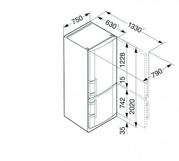 Схема встройки холодильника liebherr