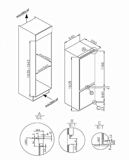 Встраиваемый холодильник WEISSGAUFF WRKI 2000 Total NoFrost Inverter Premium EcoFresh Inox купить с доставкой по Москве и Московской области в интернет-магазине ТехноВегас
