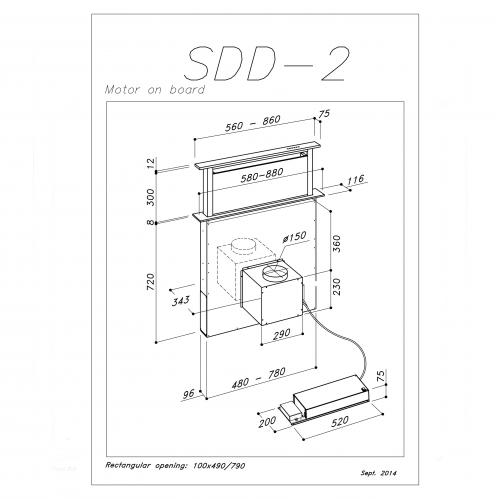 Встраиваемая вытяжка в стол SIRIUS SDD2EMIX60