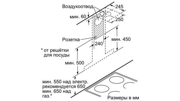Каминная вытяжка Bosch DWB 67JP50 купить с доставкой по Москве и Московской области в интернет-магазине ТехноВегас