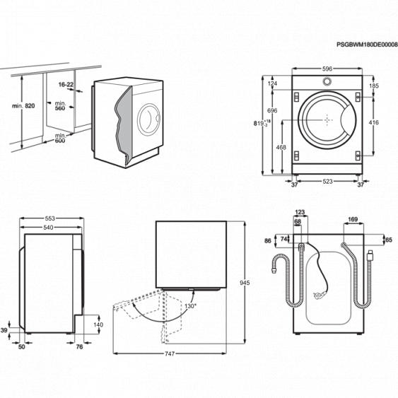 Стиральная машина встраиваемая Electrolux PerfectCare 700 EW7F4R47WI