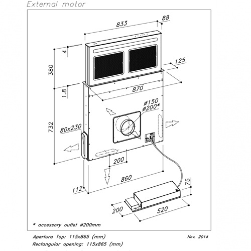 Встраиваемая вытяжка в стол SIRIUS SDD12TC EM SMOOTH B