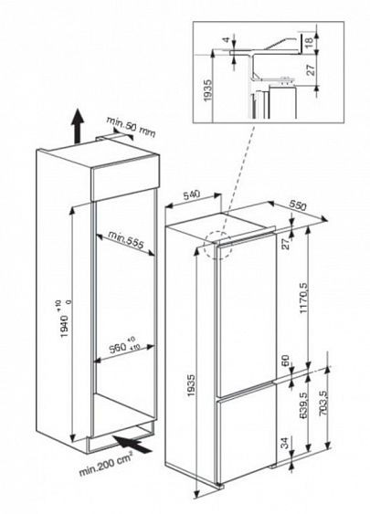 Встраиваемый холодильник Hotpoint-Ariston BCB 8020 AA F C O 3 купить с доставкой по Москве и Московской области в интернет-магазине ТехноВегас