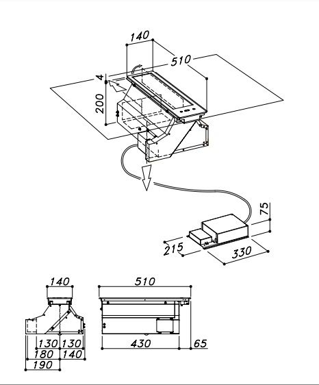 Встраиваемая вытяжка в стол SIRIUS S-DD20 TC EM B купить с доставкой по Москве и Московской области в интернет-магазине ТехноВегас