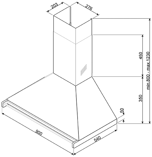 Каминная вытяжка SMEG KD90HNE