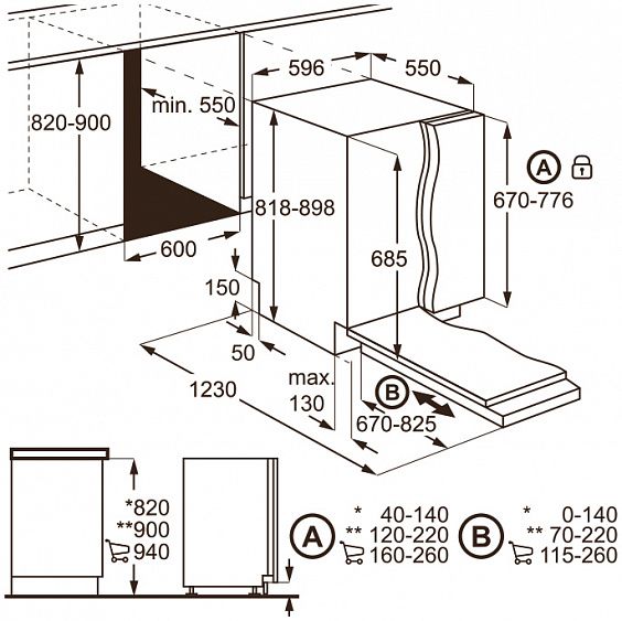 Посудомоечная машина встраиваемая полноразмерная AEG f 97860 vi1p