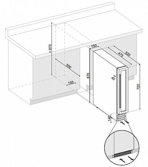 Винный шкаф DUNAVOX  dx-7.22ssk