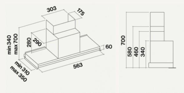 Вытяжка Falmec VIRGOLA BLACK 60 Чёрная+ дымчатый