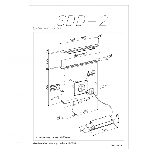 Встраиваемая вытяжка в стол SIRIUS SDD2EMIX90