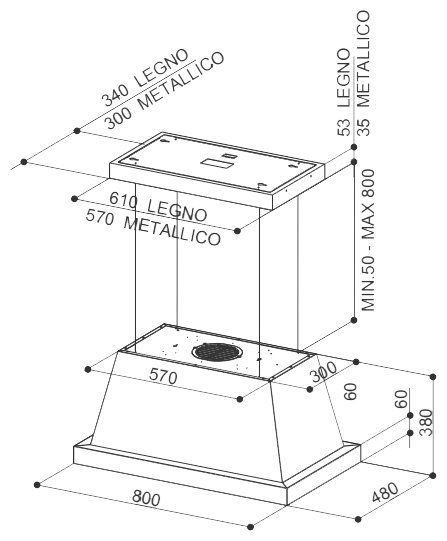 Каминная вытяжка FABER THEA ISOLA EV8 DG MATT A80 SC (321.0517.782) купить с доставкой по Москве и Московской области в интернет-магазине ТехноВегас