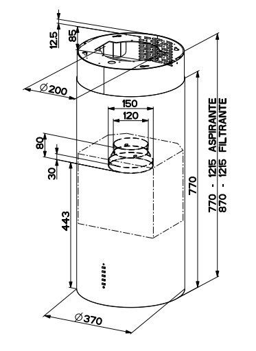 Вытяжка Faber Cylindra Isola EVO Plus WH Gloss A37 белый купить с доставкой по Москве и Московской области в интернет-магазине ТехноВегас