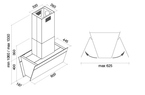 Вытяжка FALMEC butterfly isola 90 vetro bianco (800)