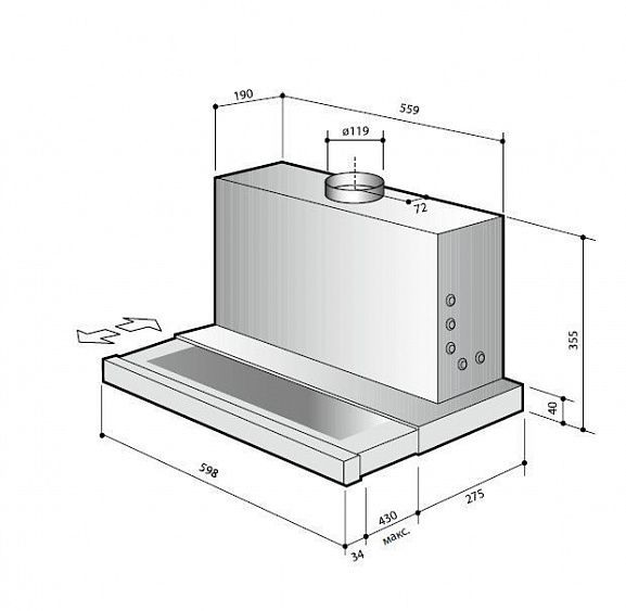 Вытяжка DE DIETRICH DHT1156X купить с доставкой по Москве и Московской области в интернет-магазине ТехноВегас