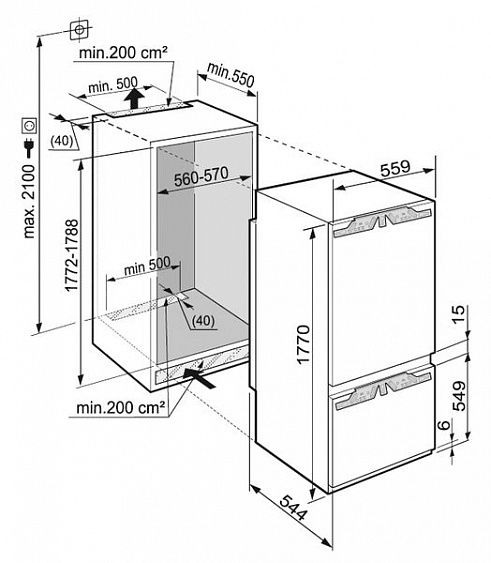Встраиваемый холодильник LIEBHERR icbp 3256-20 001 купить с доставкой по Москве и Московской области в интернет-магазине ТехноВегас