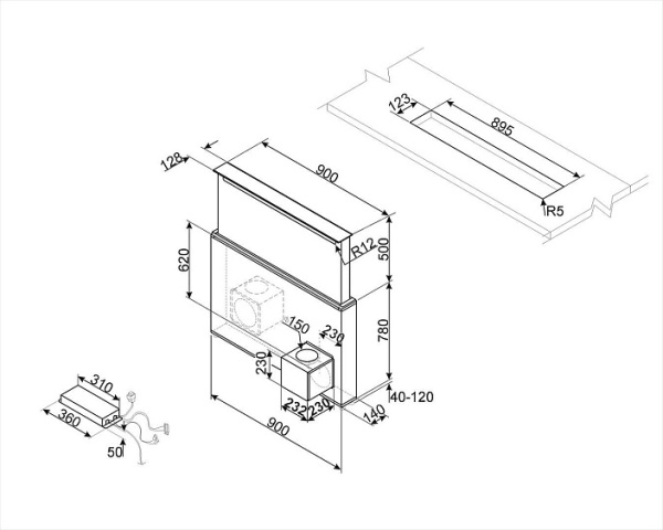 Встраиваемая вытяжка в стол Smeg KSDD90VN купить с доставкой по Москве и Московской области в интернет-магазине ТехноВегас
