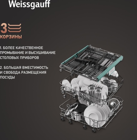 Посудомоечная машина WEISSGAUFF DW 6035 купить с доставкой по Москве и Московской области в интернет-магазине ТехноВегас