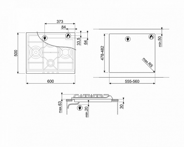 Поверхность SMEG SR764OT
