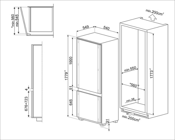 Встраиваемый холодильник SMEG C9174TN5D купить с доставкой по Москве и Московской области в интернет-магазине ТехноВегас