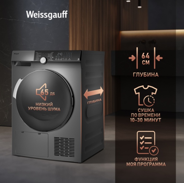 Сушильная машина WEISSGAUFF WD 599 DC Inverter Heat Pump Silver купить с доставкой по Москве и Московской области в интернет-магазине ТехноВегас