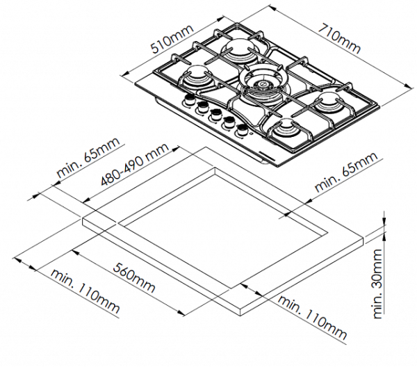 Варочная поверхность KUPPERSBERG FG 73 B купить с доставкой по Москве и Московской области в интернет-магазине ТехноВегас