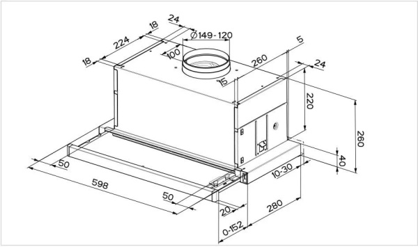 Вытяжка с выдвижным экраном KUPPERSBUSCH EDIP 6450.0 E сталь