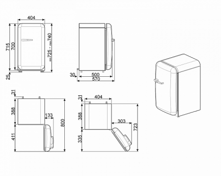 Минибар SMEG FAB5RSV3 купить с доставкой по Москве и Московской области в интернет-магазине ТехноВегас