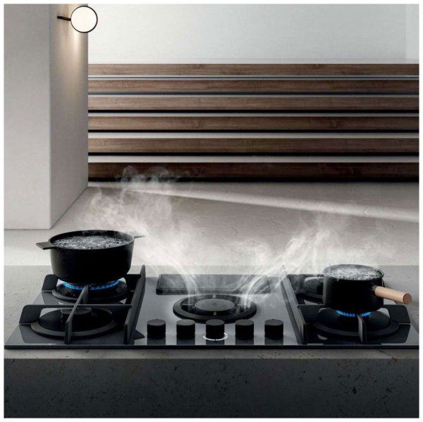 Газовая варочная панель со встроенной вытяжкой Elica NIKOLATESLA FLAME GR/A/88 купить с доставкой по Москве и Московской области в интернет-магазине ТехноВегас