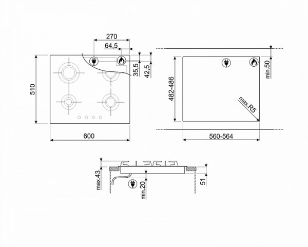 Варочная панель SMEG PVL664CN купить с доставкой по Москве и Московской области в интернет-магазине ТехноВегас
