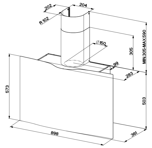 Вытяжка FABER 110.0324.954  veil bk a90 купить с доставкой по Москве и Московской области в интернет-магазине ТехноВегас