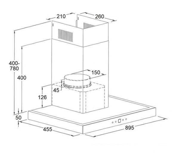 Каминная вытяжка Maunfeld Breeze 90 нержавеющая сталь